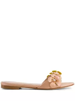 Giambattista Valli шлепанцы с цветочной аппликацией, нейтральный
