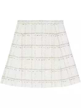 Giambattista Valli твидовая юбка с пайетками, нейтральный цвет