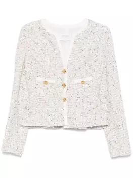 Giambattista Valli твидовый жакет с V-образным вырезом, белый