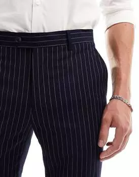 Gianni Feraud темно-синие узкие брюки в тонкую полоску