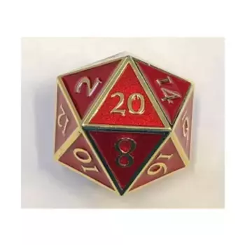 Giant d20 — золото с красной эмалью, Dwarven Metal Dice