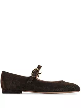 Gianvito Rossi балетки Mary Ribbon, коричневый