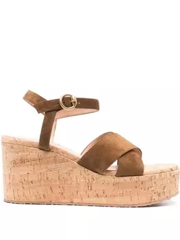 Gianvito Rossi босоножки на танкетке, коричневый