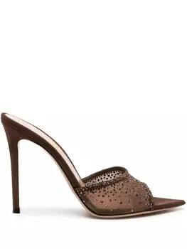 Gianvito Rossi босоножки Rania 105 с кристаллами, коричневый