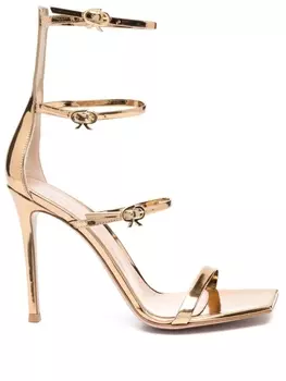 Gianvito Rossi босоножки Ribbon Uptown 105 с ремешками, золотистый