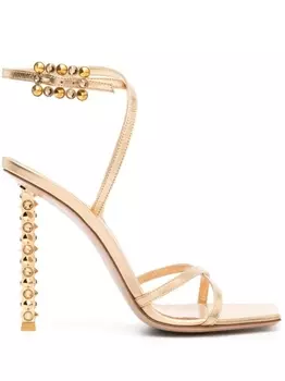 Gianvito Rossi босоножки Rockstudded 120 с эффектом металлик, золотистый