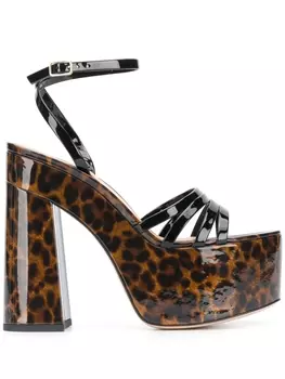 Gianvito Rossi босоножки с леопардовым принтом, черный