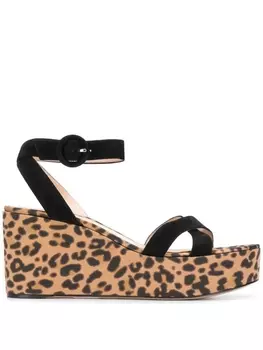Gianvito Rossi босоножки с леопардовым принтом, черный