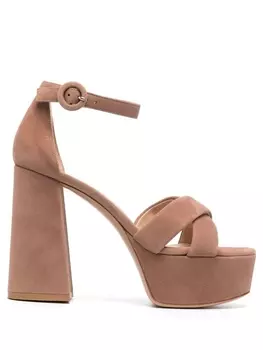 Gianvito Rossi босоножки с перекрестными ремешками, коричневый