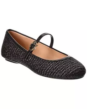 Gianvito Rossi Carla балетки из соломы и кожи, черный