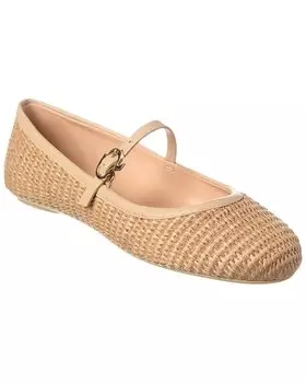 Gianvito Rossi Carla балетки из соломы и кожи, коричневый