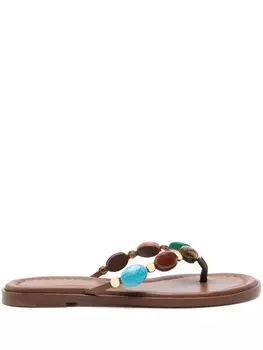 Gianvito Rossi декорированные шлепанцы Shanti, коричневый