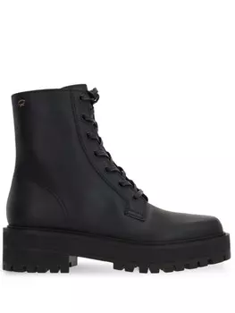 Gianvito Rossi кожаные сапоги с вышитым логотипом, черный
