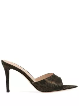 Gianvito Rossi мюли Elle 85 с леопардовым принтом, коричневый