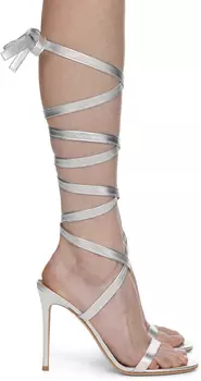 Gianvito Rossi SSENSE Эксклюзивные серебристые босоножки на каблуке