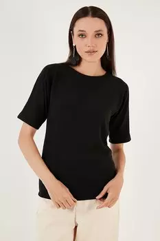 Гибкая блузка стандартного кроя с круглым вырезом 5865345 Lela