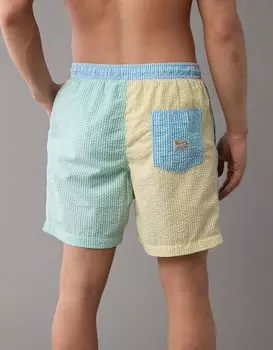 Гибкие плавки 7 дюймов в полоску AE Colorblock American Eagle Outfitters, цвет Yellow Notes