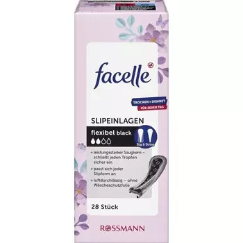 Гибкие прокладки для трусов ЧЕРНЫЕ facelle, 28 шт.