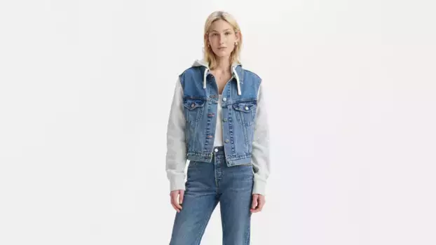 Гибридная куртка дальнобойщика Levi's, цвет Fresh Finish - Medium Wash