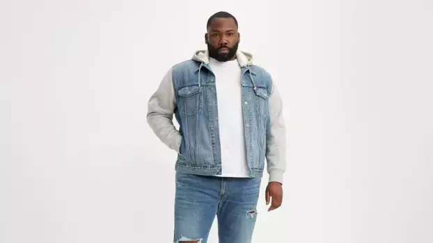Гибридная куртка дальнобойщика с капюшоном (большая) Levi's, цвет Candy Man - Medium Wash