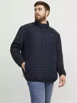 Гибридная куртка Jack & Jones PlusSize "JJEMULTI QUILTED COLLAR NOOS PLS", с капюшоном, синий