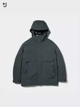 Гибридная пуховая парка оверсайз Uniqlo, 58 темно-зеленый