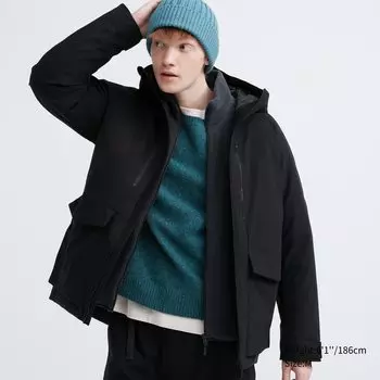 Гибридная пуховая парка с 3D-кроем Uniqlo, черный