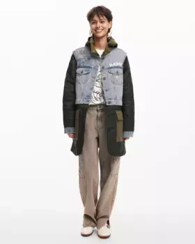 Гибридная женская парка с капюшоном Mickey Desigual, зеленый