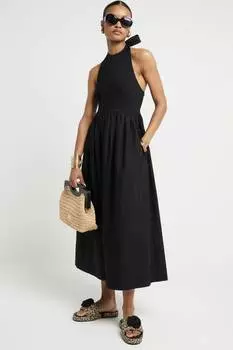 Гибридное платье миди с халтером River Island, черный