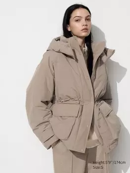 Гибридное пуховое пальто Uniqlo, бежевый