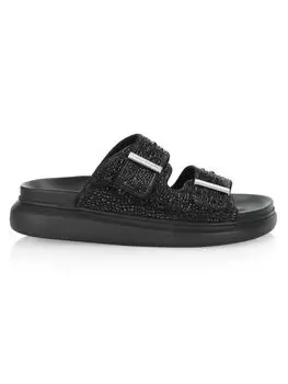 Гибридные шлепанцы с двойной пряжкой и кристаллами Alexander Mcqueen, черный