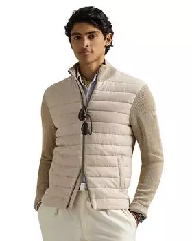 Гибридный льняной свитер с застежкой-молнией Polo Ralph Lauren, коричневый/бежевый