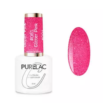 Гибридный лак для ногтей — #081 Розовый с блестками, 6 мл Purelac