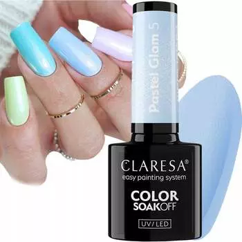 Гибридный лак для ногтей Claresa Pastel Glam 5, пастельно-голубой Puderek