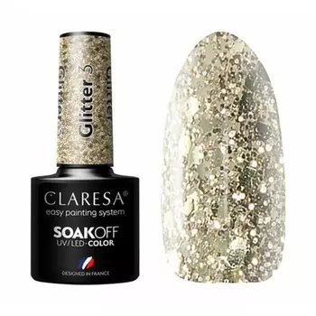Гибридный лак для ногтей Glitter Soak Off, 3,5 мл, Claresa