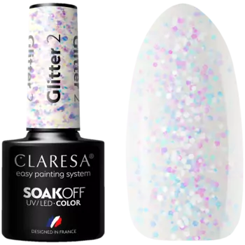 Гибридный лак для ногтей с блестками 2 Claresa Soakoff, 5 гр