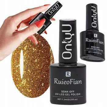 ГИБРИДНЫЙ ЛАК ДЛЯ НОГТЕЙ GOLD GLITTER WITH GLOSS UV POLISH/L126 OnlyU