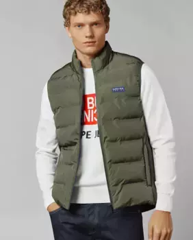 Гибридный жилет унисекс с высоким воротником и мягкими деталями Pepe Jeans, темно-зеленый