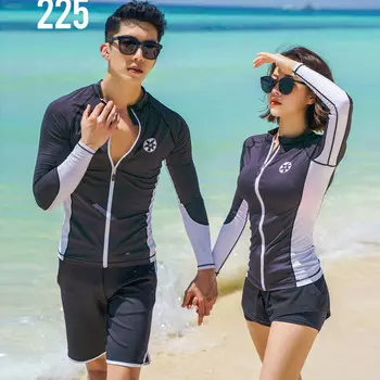 Гидрокостюм LIEYU с разделенной молнией, солнцезащитный костюм, костюм для серфинга с длинными рукавами (черный и белый цвет (мужской стиль) L)