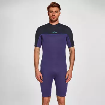 Гидрокостюм Shark Bart 2 мм, цельный мужской купальник с короткими рукавами, теплый гидрокостюм для подводного плавания и серфинга, черный, фиолетовый, размер M-3XL SBART