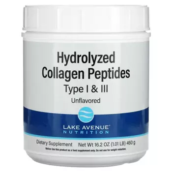 Гидролизованные пептиды коллагена типов I и III Lake Avenue Nutrition с нейтральным вкусом, 460 г