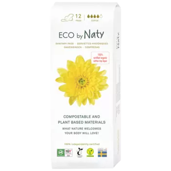 Гигиенические прокладки, 12 шт./1 упаковка. Eco By Naty Super