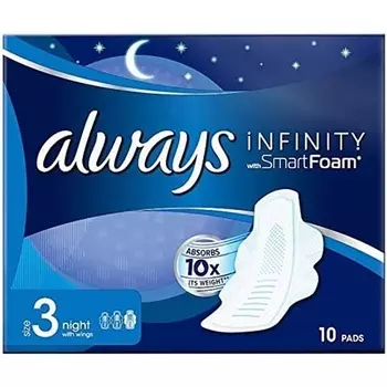 Гигиенические прокладки Always Infinity Night с крылышками, размер 3, 10 шт., 4 шт. в упаковке