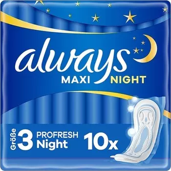 Гигиенические прокладки Always Maxi Profresh Night, размер 3 — супервпитывающие и нейтрализующие запахи