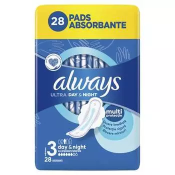 Гигиенические прокладки Always, Ultra Day & Night с крылышками, размер 3, 28 штук