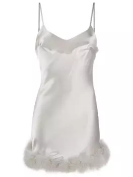 Gilda & Pearl атласное платье-комбинация с перьями, серебристый