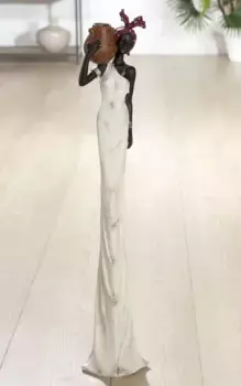 GILDE Африканская фигурка "Африканская женщина Тортуга", высота 82 см, гостиная 16,5х82х16,0 см, цвет creme