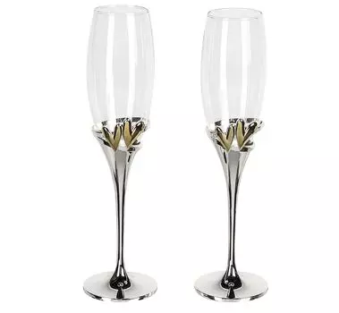 GILDE Бокал для шампанского Goldhearts - золото-прозрачное-серебро - В. 27см x Г. 7см