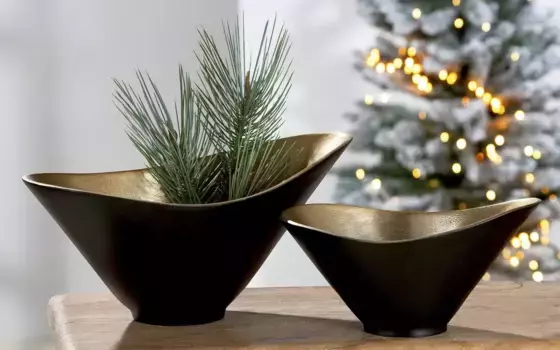 GILDE Декоративная миска "Чаша Урио", (1 шт.) 38х18х21,5 см, черно-золотой