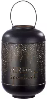 GILDE фонарь "Подсвечник Come in, диаметр ок. 24 см", (1 шт.), 1 лампочка, металлический фонарь 39 см, черный